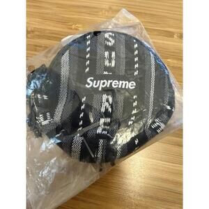 Supreme Woven Stripe Coin Pouch SS20 B14 Black And White NWT